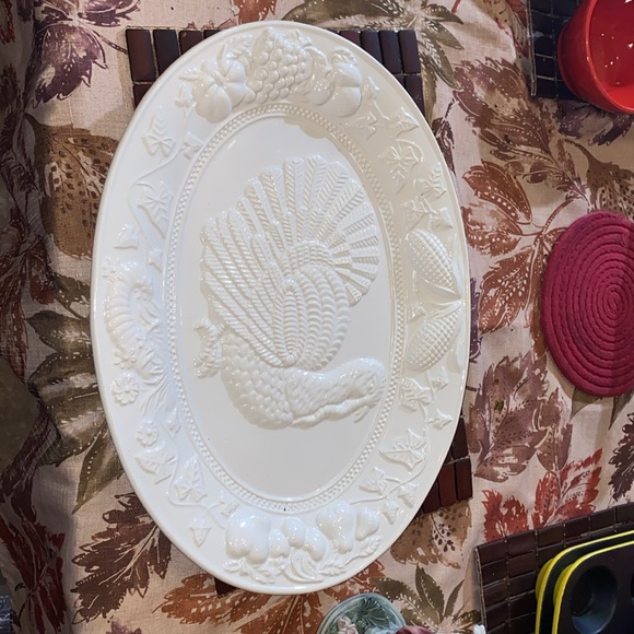 Harvest vintage ceramic stoneware platter by Cresco turkey serving tray - Picture 3 of 5